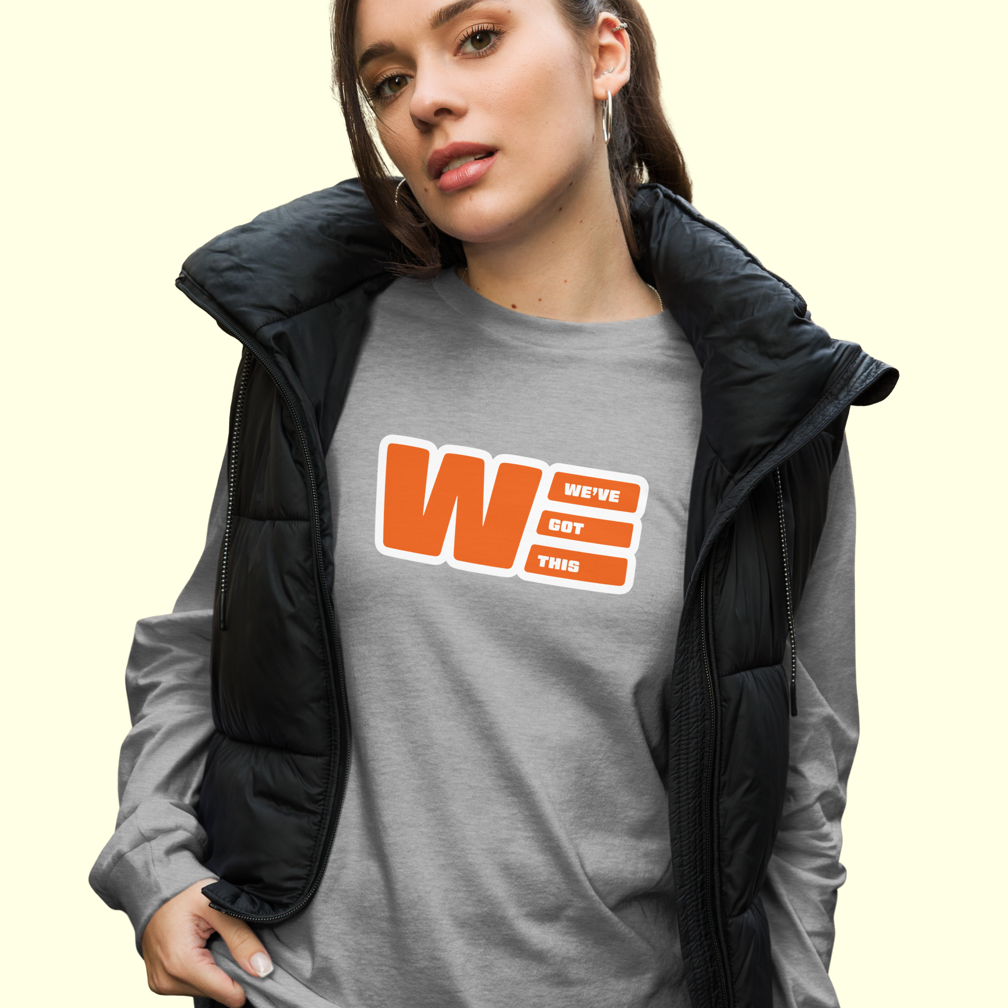 "We've Got This" Logo Women's Long Sleeve Tee w/ white outline